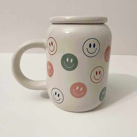Sunday Morning Ceramics Happy Face Mug Pop Can Style Lid - Picture 16 of 16